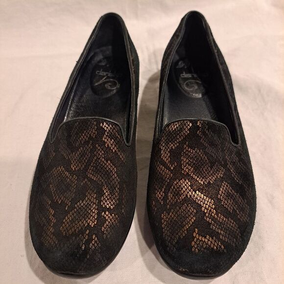Dansko black leather slip-on loafers black lace design womens size EUR 38 US 7.5 - Picture 5 of 9